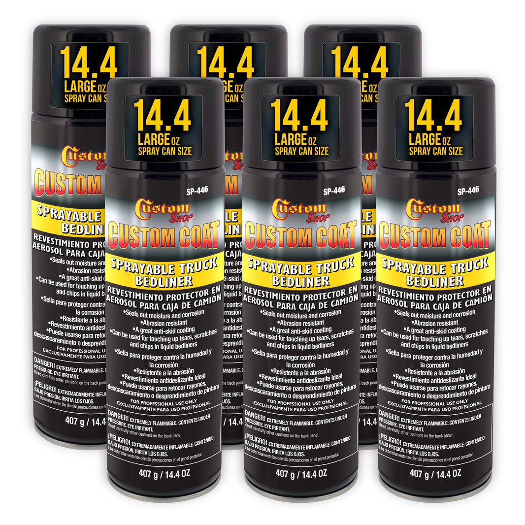 Sprayable Bedliner for Truck Beds & Touch-Ups (6 Pack) - 14.4oz Aerosol Can, Durable, Bed Liner - Spray on Bed Liner, Black Textured Coating