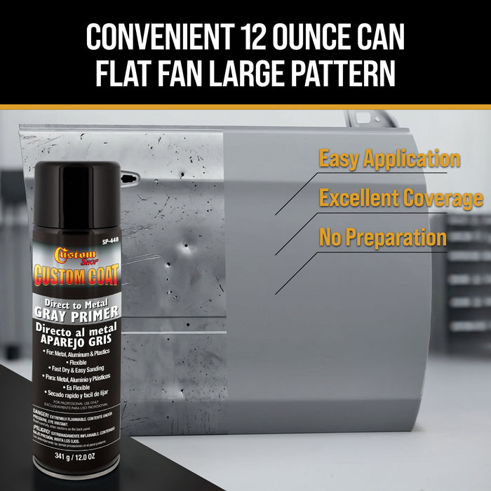 1K High Build Primer Spray Paint (3 Pack) - 12 Oz Grey - Automotive Sandable Primer for Metal, Plastic, Fiberglass - Direct to Metal - Easy Sanding for Auto Paint
