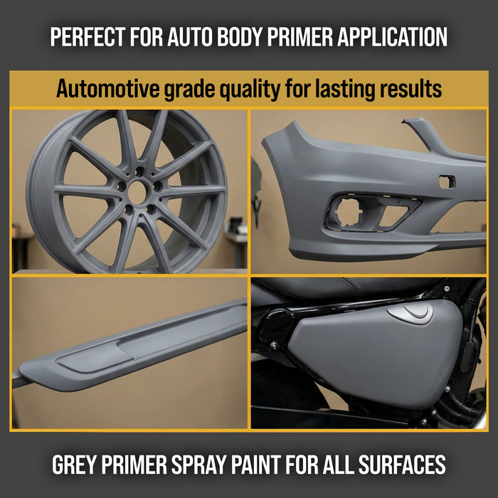 1K High Build Primer Spray Paint (6 Pack) - 12 Oz Grey - Automotive Sandable Primer for Metal, Plastic, Fiberglass - Direct to Metal - Easy Sanding