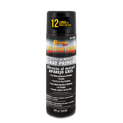 1K High Build Primer Spray Paint - 12 Oz Grey - Automotive Sandable Primer for Metal, Plastic, Fiberglass - Direct to Metal - Easy Sanding for Auto