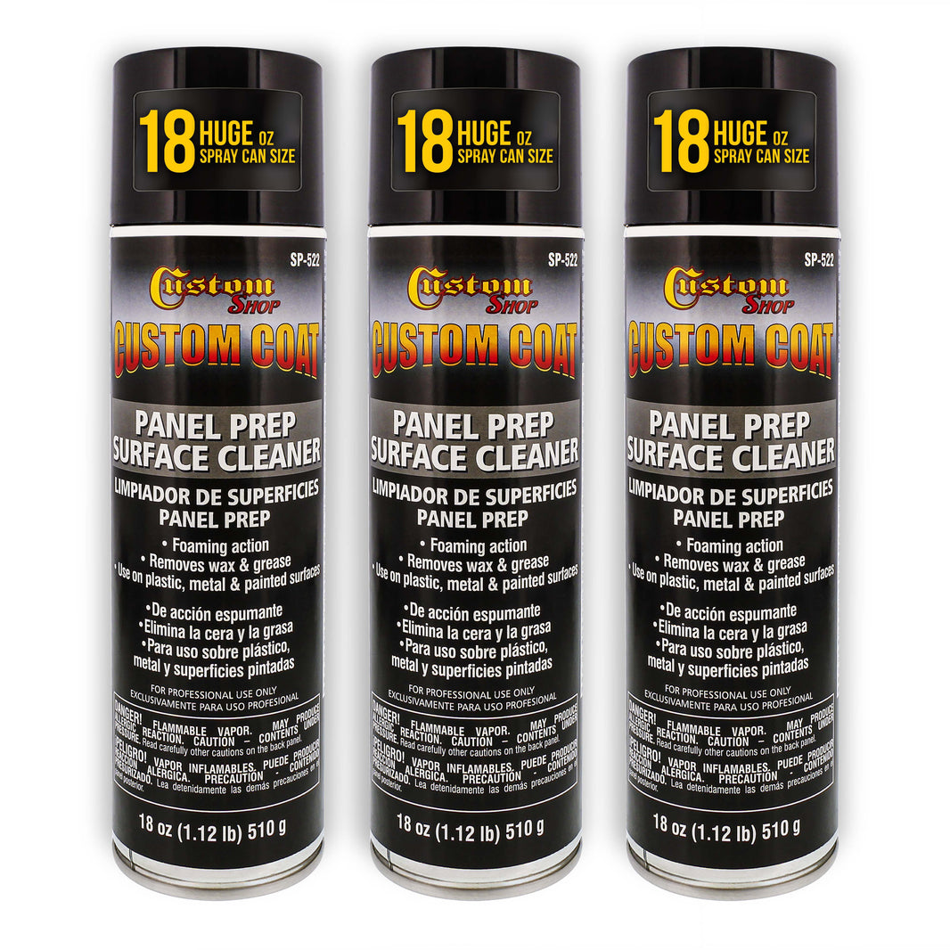 Panel Prep Surface Cleaner & Degreaser (3 Pack) - 18oz Spray Can - Powerful Wax and Grease Remover for Auto Body Paint Prep - Removes Residue Before