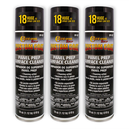 Panel Prep Surface Cleaner & Degreaser (3 Pack) - 18oz Spray Can - Powerful Wax and Grease Remover for Auto Body Paint Prep - Removes Residue Before