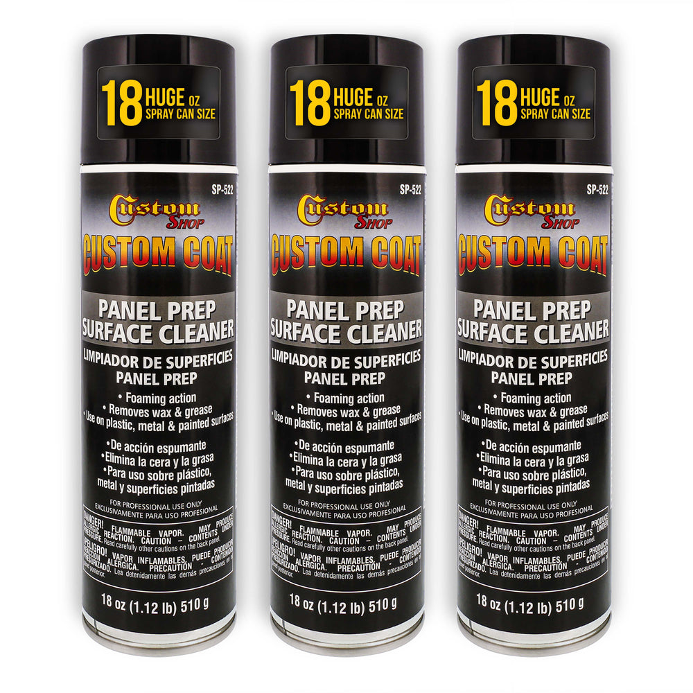 Panel Prep Surface Cleaner & Degreaser (3 Pack) - 18oz Spray Can - Powerful Wax and Grease Remover for Auto Body Paint Prep - Removes Residue Before Painting