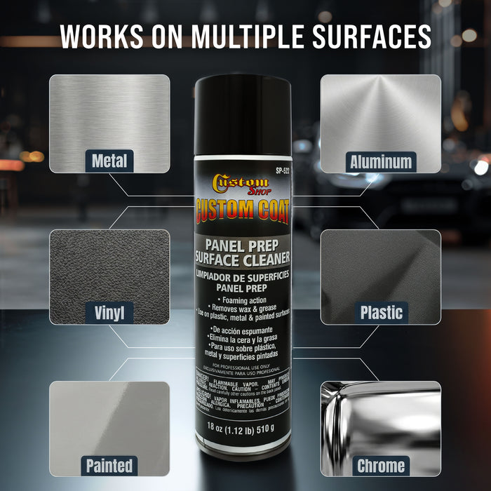 Panel Prep Surface Cleaner & Degreaser (6 Pack) - 18oz Spray Can - Powerful Wax and Grease Remover for Auto Body Paint Prep - Removes Residue Before