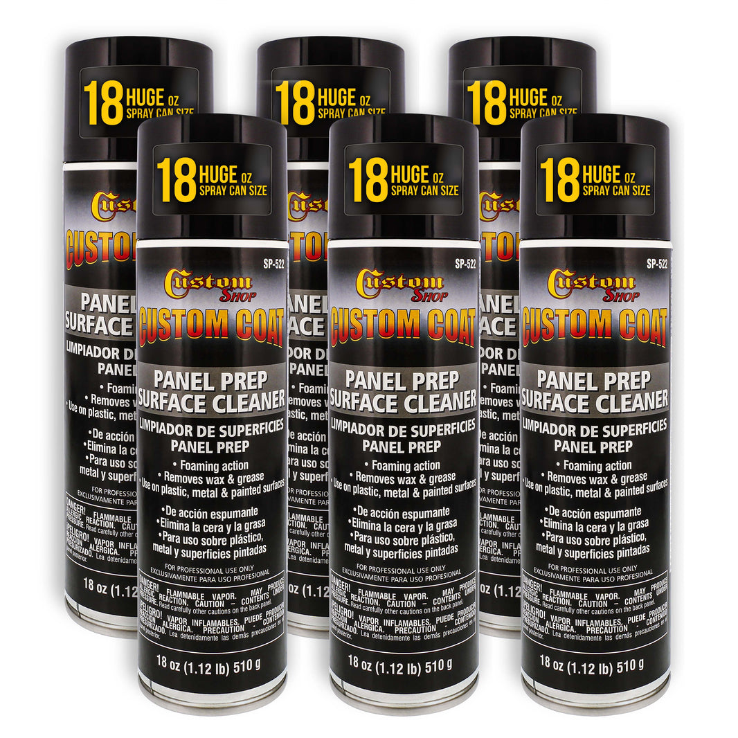 Panel Prep Surface Cleaner & Degreaser (6 Pack) - 18oz Spray Can - Powerful Wax and Grease Remover for Auto Body Paint Prep - Removes Residue Before