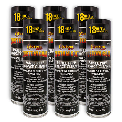 Panel Prep Surface Cleaner & Degreaser (6 Pack) - 18oz Spray Can - Powerful Wax and Grease Remover for Auto Body Paint Prep - Removes Residue Before
