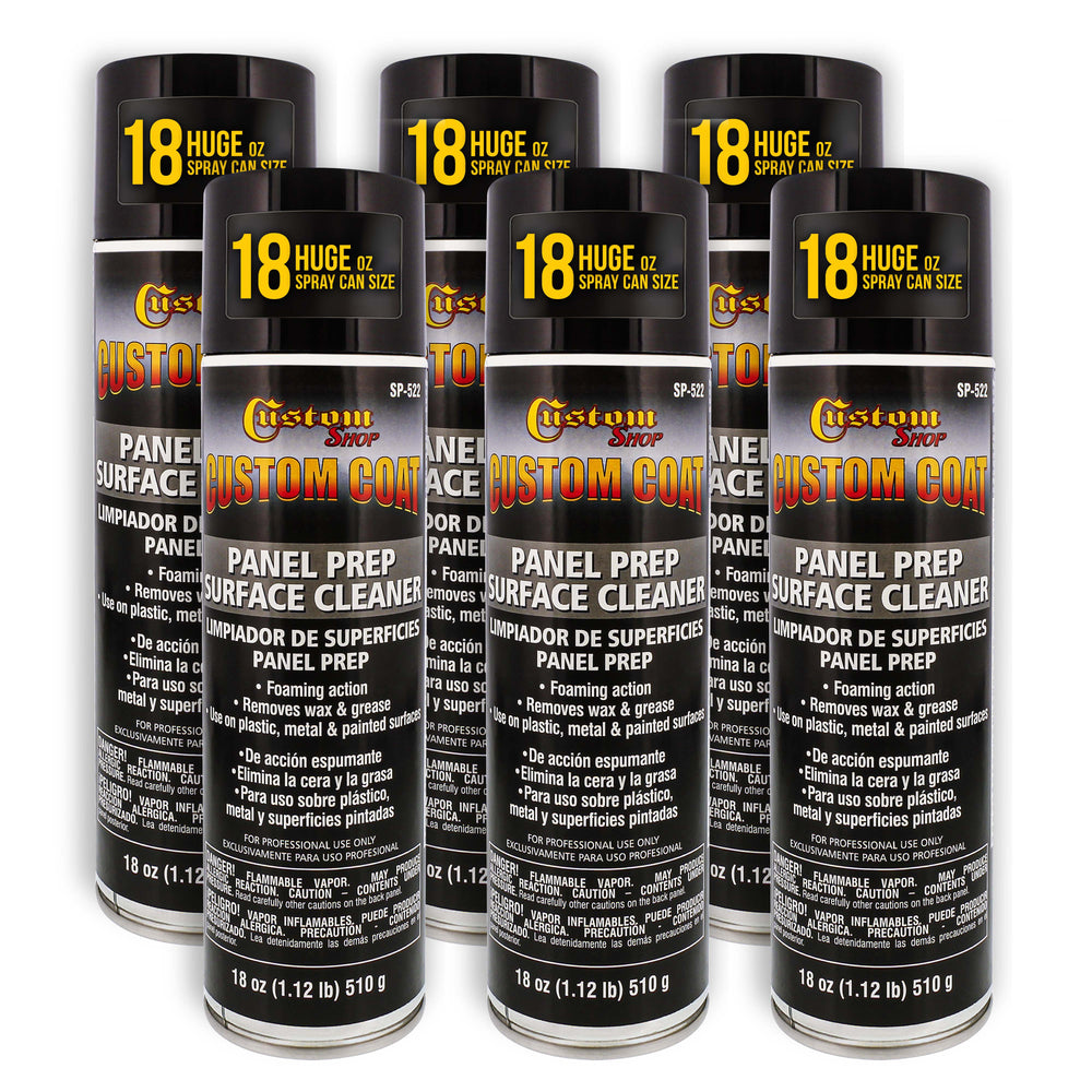 Panel Prep Surface Cleaner & Degreaser (6 Pack) - 18oz Spray Can - Powerful Wax and Grease Remover for Auto Body Paint Prep - Removes Residue Before Painting