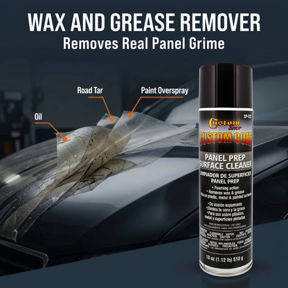 Panel Prep Surface Cleaner & Degreaser - 18oz Spray Can - Powerful Wax and Grease Remover for Auto Body Paint Prep - Removes Residue Before Painting
