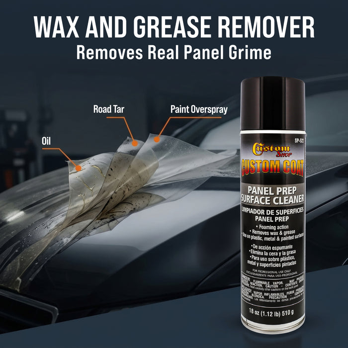 Panel Prep Surface Cleaner & Degreaser - 18oz Spray Can - Powerful Wax and Grease Remover for Auto Body Paint Prep - Removes Residue Before Painting