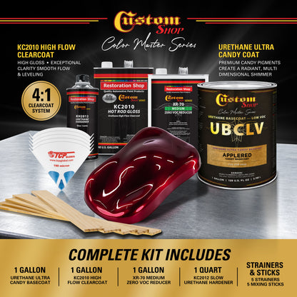 UCB Urethane Ultra Candy Basecoat - Apple Red Candy Basecoat- Gallon Gloss Kit