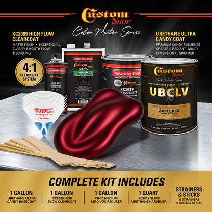 UCB Urethane Ultra Candy Basecoat - Apple Red Candy Basecoat- Gallon Matte Kit