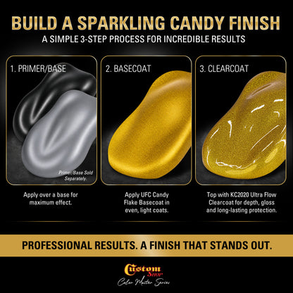 UFC Urethane Ultra Flake Colors - Gold Candy Flake Basecoat- Quart Ultra Flow Kit