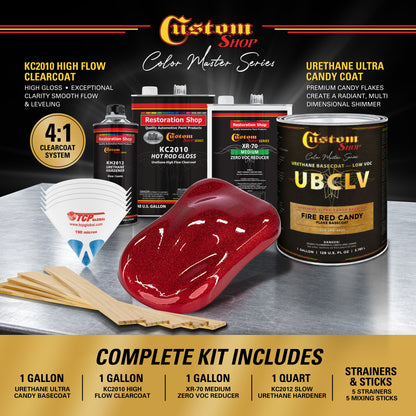 UFC Urethane Ultra Flake Colors - Fire Red Candy Flake Basecoat- Gallon Gloss Kit