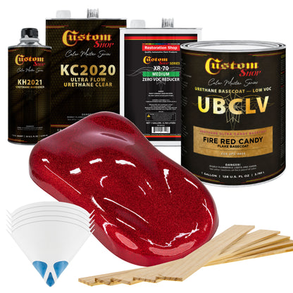 UFC Urethane Ultra Flake Colors - Fire Red Candy Flake Basecoat- Gallon Ultra Flow Kit