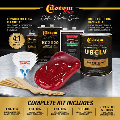 UFC Urethane Ultra Flake Colors - Fire Red Candy Flake Basecoat- Gallon Ultra Flow Kit