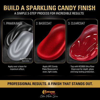 UFC Urethane Ultra Flake Colors - Fire Red Candy Flake Basecoat- Gallon Ultra Flow Kit
