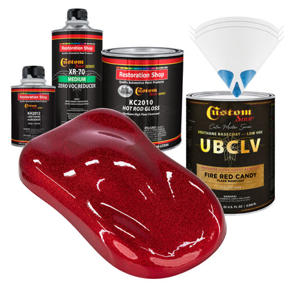 UFC Urethane Ultra Flake Colors - Fire Red Candy Flake Basecoat- Quart Gloss Kit
