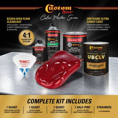 UFC Urethane Ultra Flake Colors - Fire Red Candy Flake Basecoat- Quart Gloss Kit