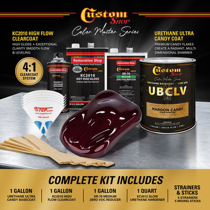 UFC Urethane Ultra Flake Colors - Maroon Candy Flake Basecoat- Gallon Gloss Kit