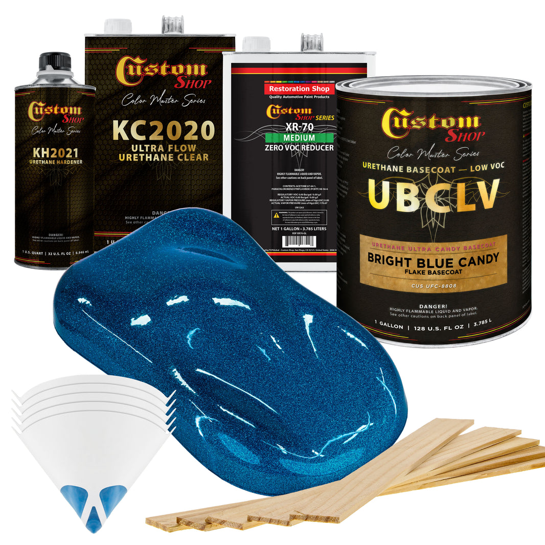 UFC Urethane Ultra Flake Colors - Bright Blue Candy Flake Basecoat- Gallon Ultra Flow Kit