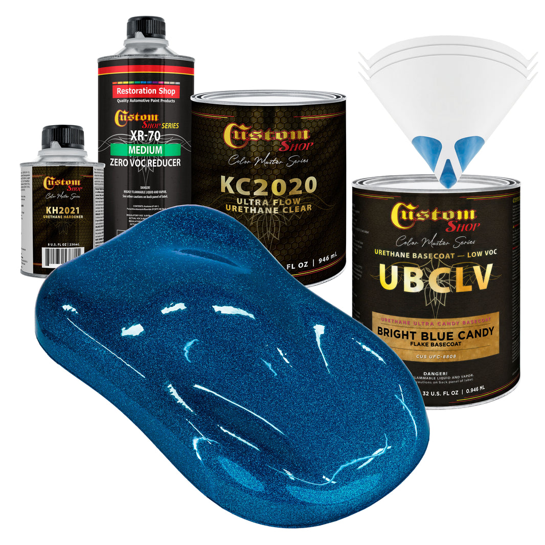 UFC Urethane Ultra Flake Colors - Bright Blue Candy Flake Basecoat- Quart Ultra Flow Kit