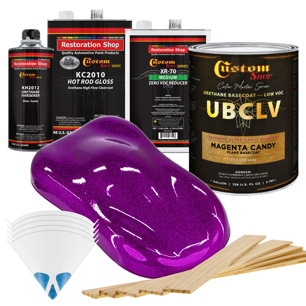 UFC Urethane Ultra Flake Colors - Magenta Candy Flake Basecoat- Gallon Gloss Kit
