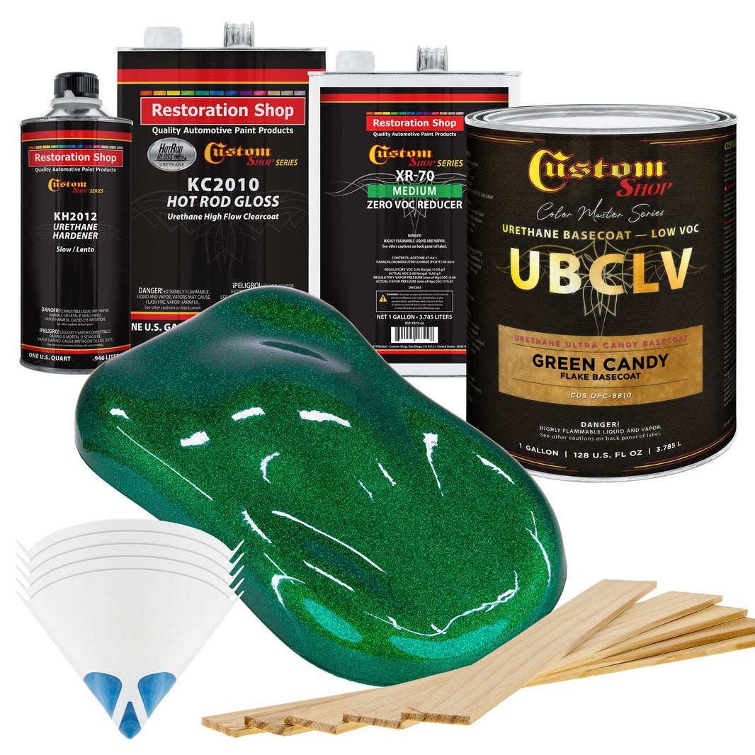 UFC Urethane Ultra Flake Colors - Green Candy Flake Basecoat- Gallon Gloss Kit