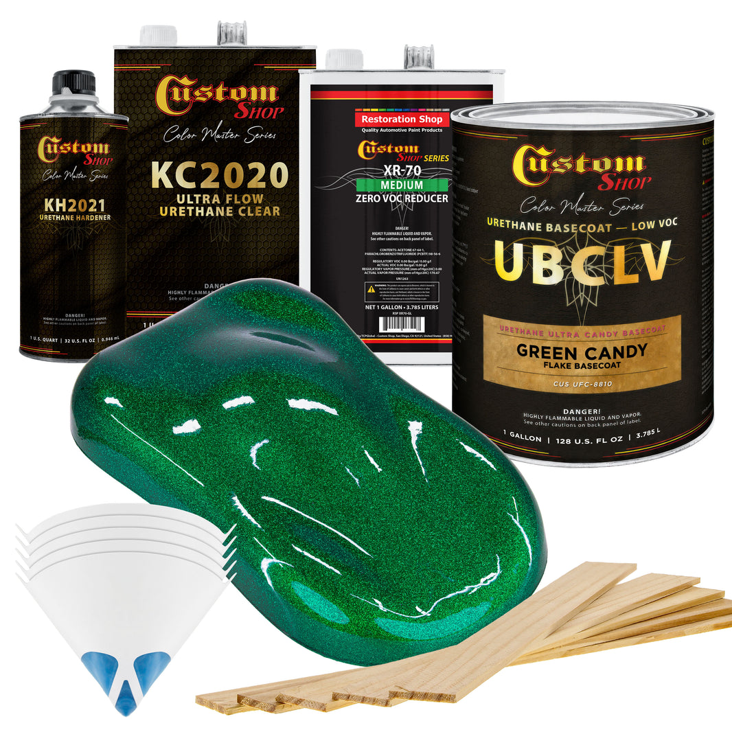 UFC Urethane Ultra Flake Colors - Green Candy Flake Basecoat- Gallon Ultra Flow Kit