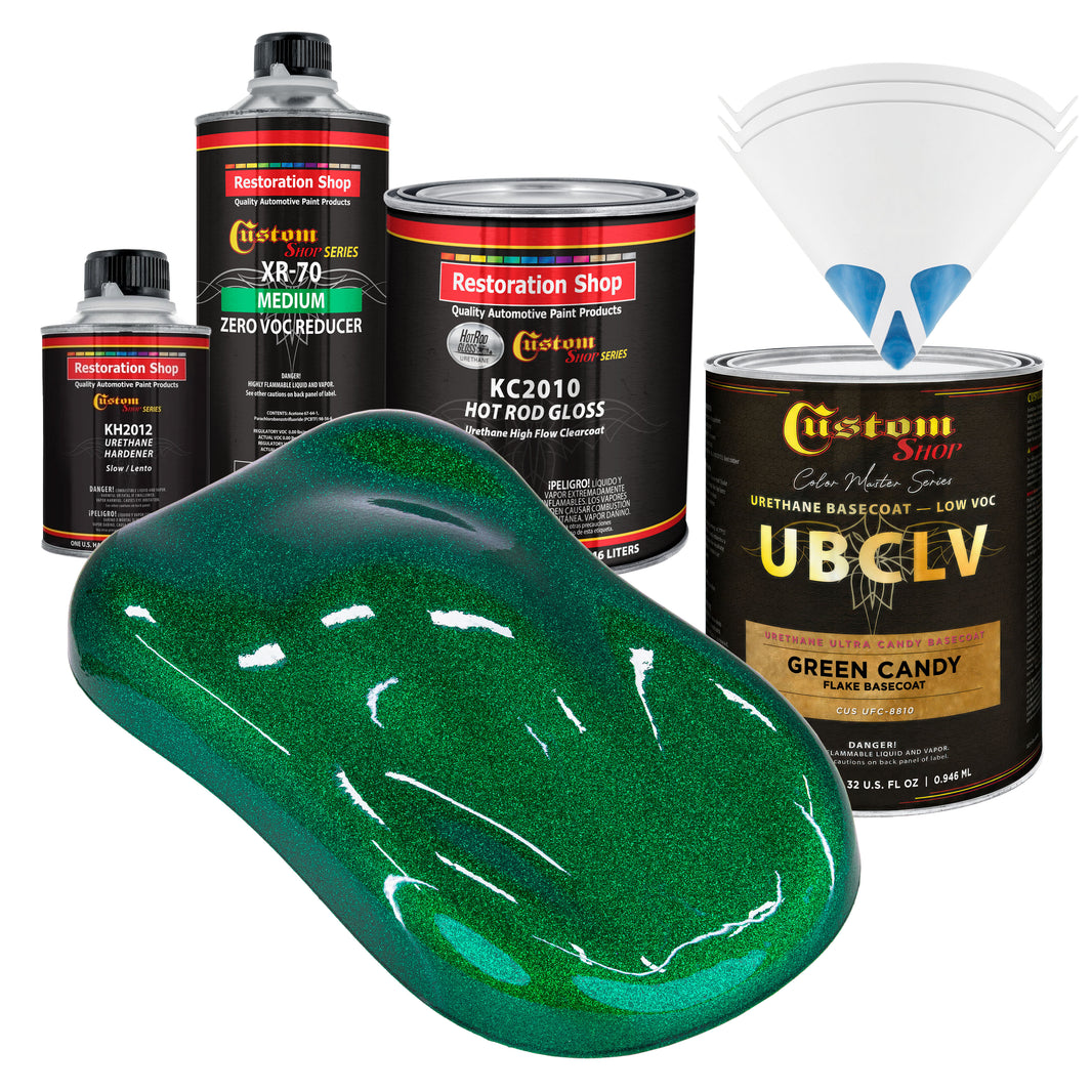 UFC Urethane Ultra Flake Colors - Green Candy Flake Basecoat- Quart Gloss Kit