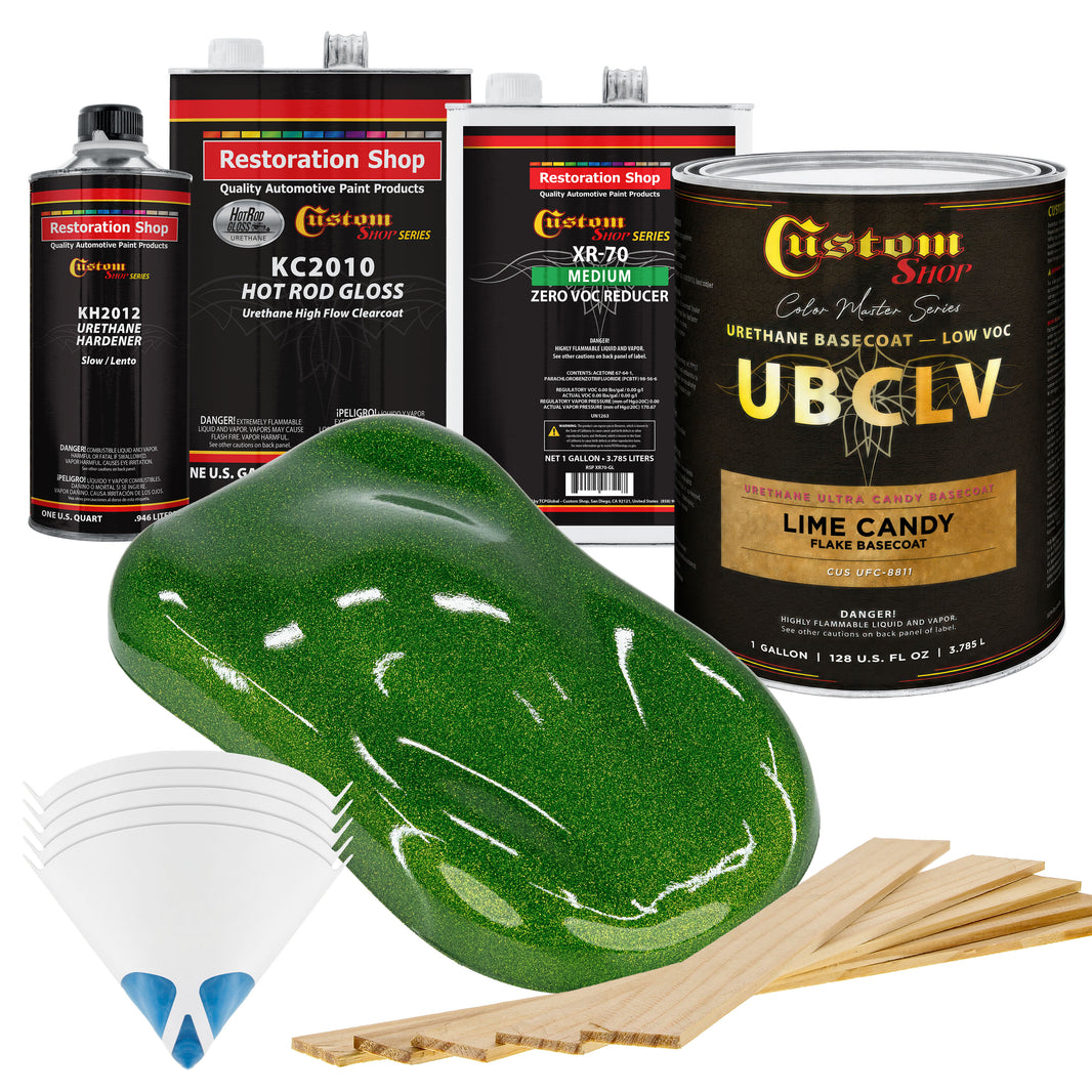 UFC Urethane Ultra Flake Colors - Lime Candy Flake Basecoat- Gallon Gloss Kit
