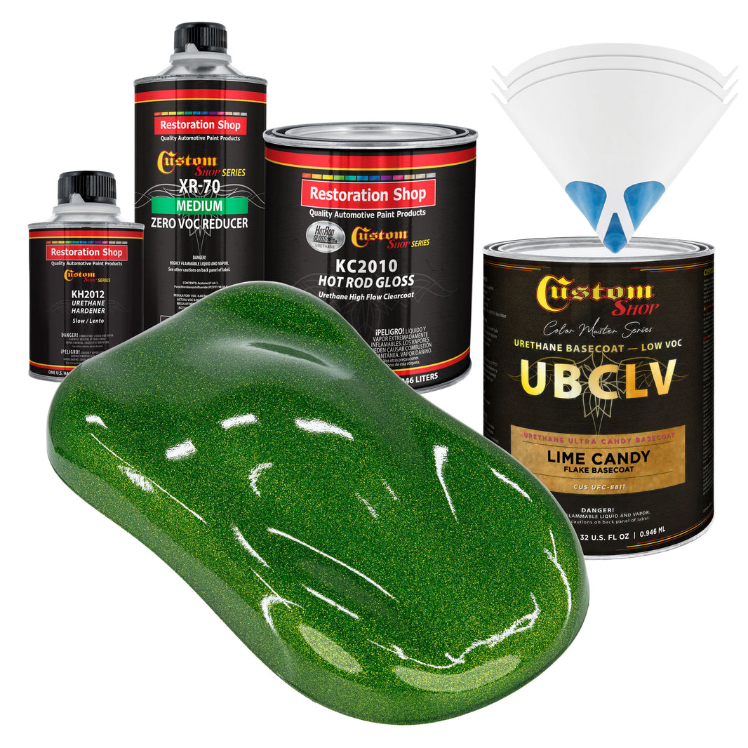 UFC Urethane Ultra Flake Colors - Lime Candy Flake Basecoat- Quart Gloss Kit