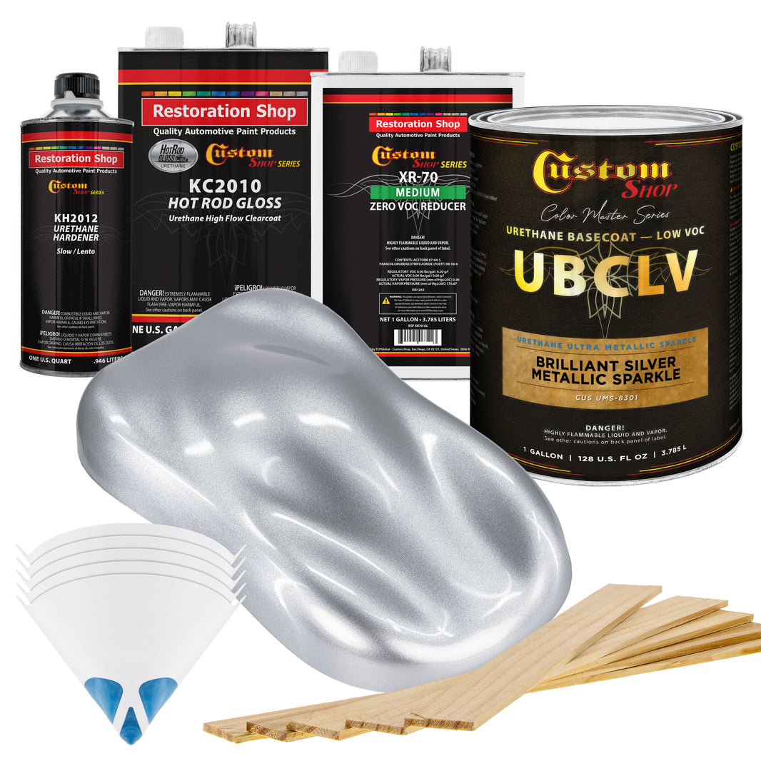 UMS Urethane Ultra Metallic Sparkle - Brilliant Silver Metallic Sparkle- Gallon Gloss Kit