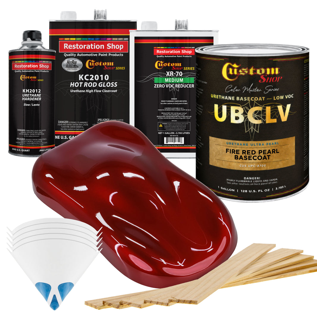 UPC Urethane Ultra Pearl Colors - Fire Red Pearl Basecoat- Gallon Gloss Kit