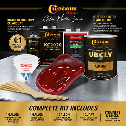 UPC Urethane Ultra Pearl Colors - Fire Red Pearl Basecoat- Gallon Ultra Flow Kit