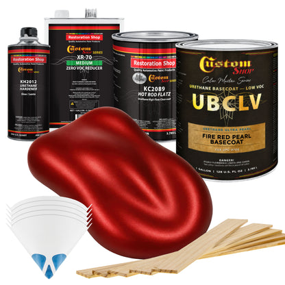 UPC Urethane Ultra Pearl Colors - Fire Red Pearl Basecoat- Gallon Matte Kit