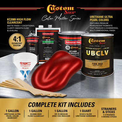 UPC Urethane Ultra Pearl Colors - Fire Red Pearl Basecoat- Gallon Matte Kit