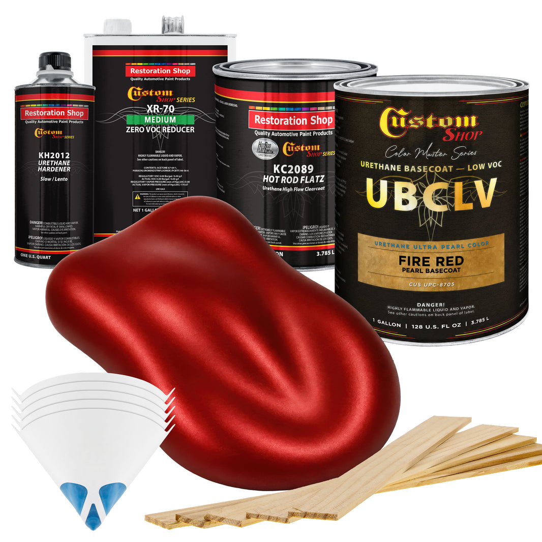 UPC Urethane Ultra Pearl Colors - Fire Red Pearl Basecoat- Gallon Matte Kit