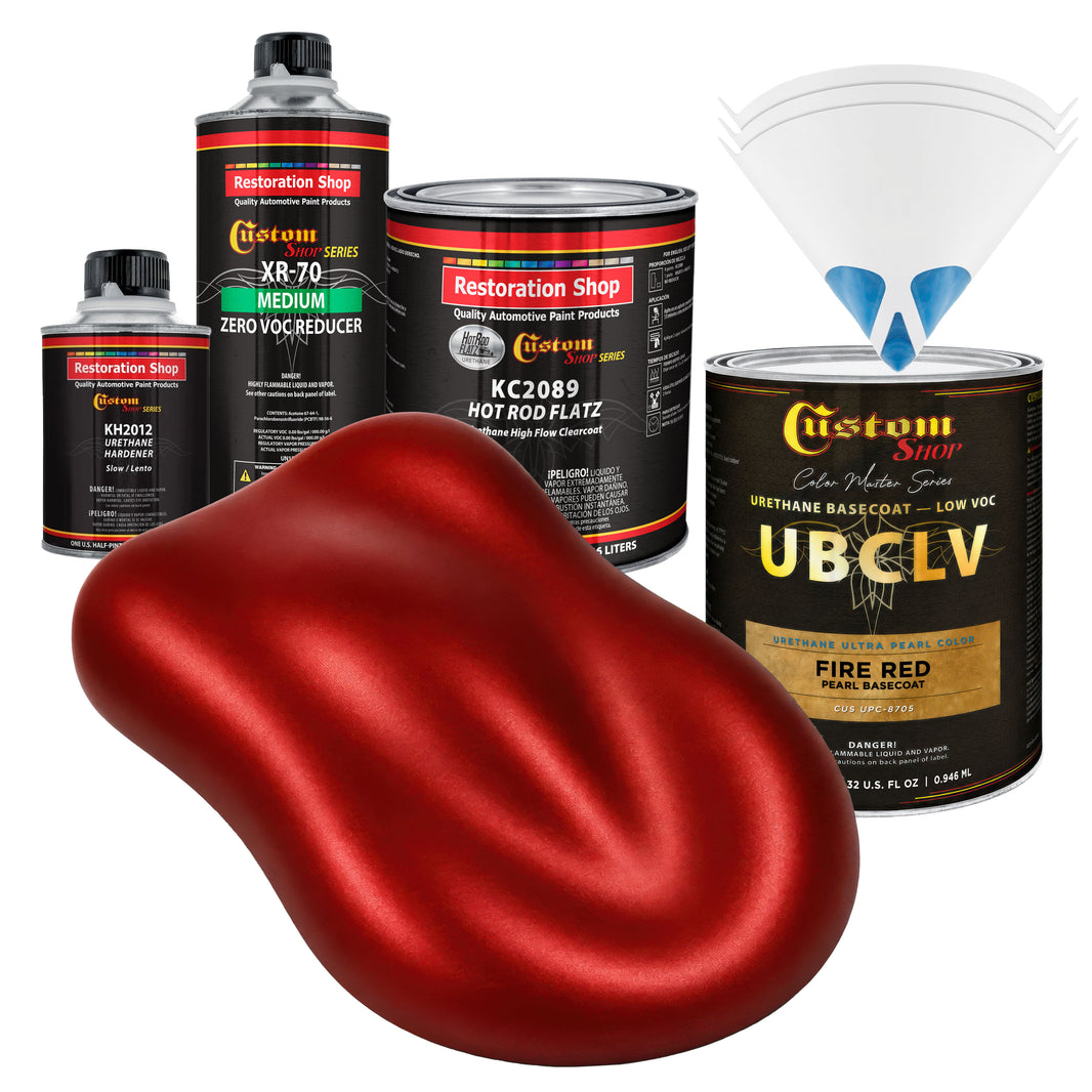 UPC Urethane Ultra Pearl Colors - Fire Red Pearl Basecoat- Quart Matte Kit