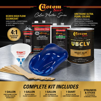 UPC Urethane Ultra Pearl Colors - Bright Blue Pearl Basecoat- Gallon Gloss Kit