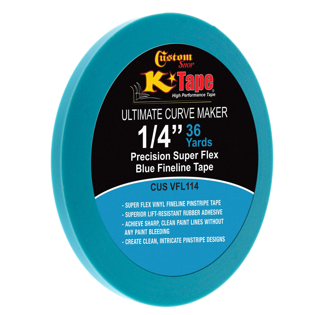 Vinyl Fineline Pinstripe Tape, Blue 1/4" x 36 Yard Roll - Create Sharp Graphic Design Curves, Mask Fine Lines, Conformable Paint Masking Striping