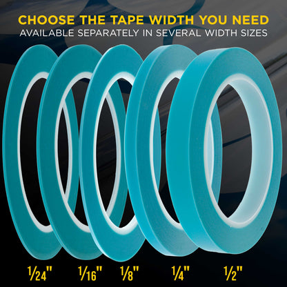 Vinyl Fineline Pinstripe Tape, Blue 1/16" x 36 Yard Roll - Create Sharp Graphic Design Curves, Mask Fine Lines, Conformable Paint Masking Striping