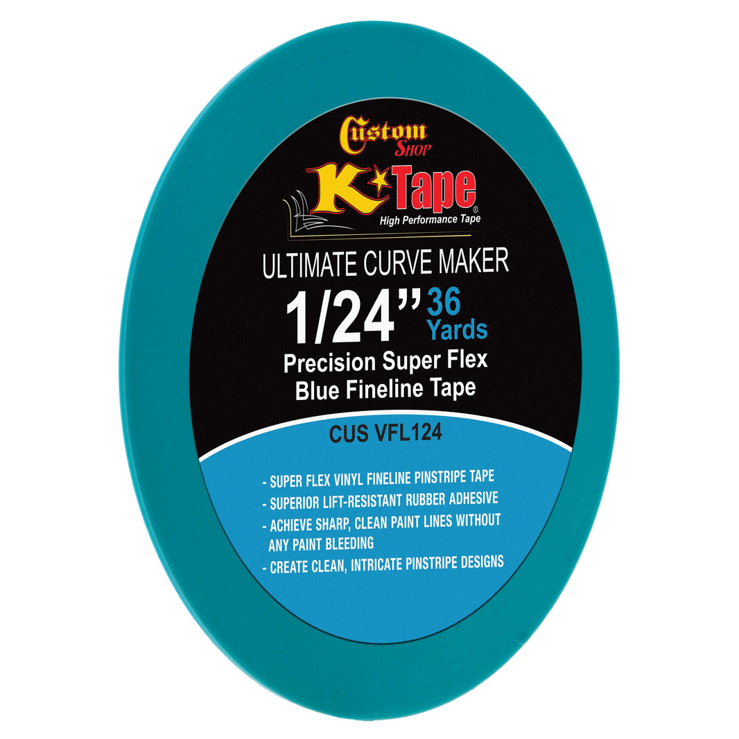 Vinyl Fineline Pinstripe Tape, Blue 1/24" x 36 Yard Roll - Create Sharp Graphic Design Curves, Mask Fine Lines, Conformable Paint Masking Striping