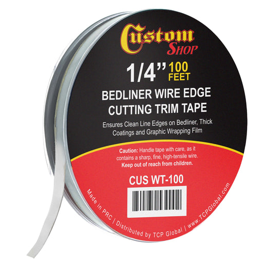 Professional Bedliner Wire Edge Tape, 1/4" x 100ft Roll - Precision Metal Cutting Filament for Spray-On Truck Liners, Vinyl Car Wraps & Thick Urethane Coatings - Achieve Factory-Clean Edge