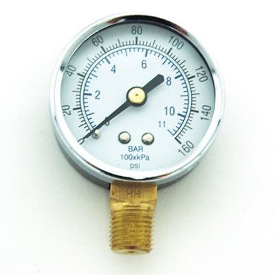 Pressure Gauge 0-160 PSI 2 in. Diameter, 1/4 NPT (M), Bottom Port