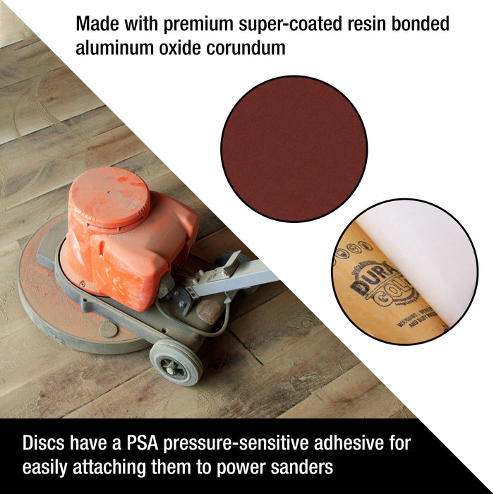 Dura-Gold Premium 10" PSA Sanding Discs - 180 Grit (Box of 8) - Sandpaper Discs with Self Adhesive, Fast Cutting Aluminum Oxide, Drywall, Floor, Wood