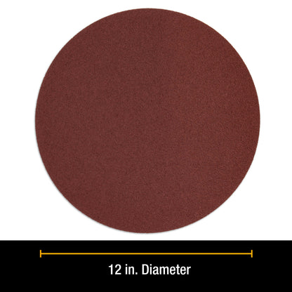 Premium 12" PSA Sanding Discs - 60 Grit (Box of 5) - Sandpaper Discs with Self Adhesive, Fast Cutting Aluminum Oxide, Drywall, Floor, Wood