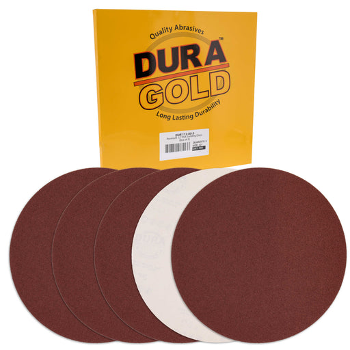 Dura-Gold Premium 12" PSA Sanding Discs - 80 Grit (Box of 5) - Sandpaper Discs with Self Adhesive, Fast Cutting Aluminum Oxide, Drywall, Floor, Wood