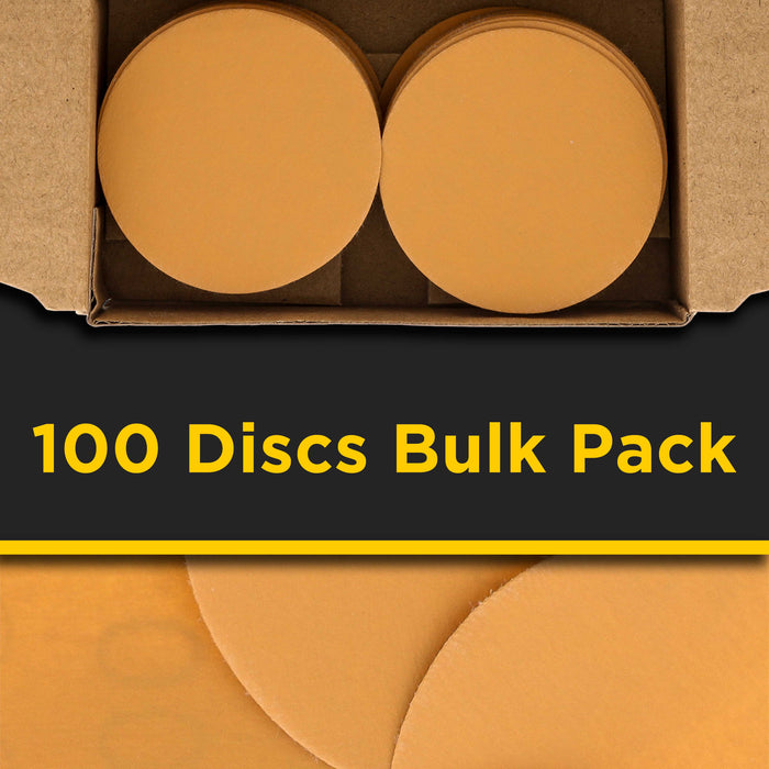 Premium - 1000 Grit 1" Gold Hook & Loop Sanding Discs for DA Sanders - Box of 100 Sandpaper Finishing Discs for Automotive and Woodworking
