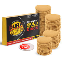 Premium - 180 Grit 1" Gold Hook & Loop Sanding Discs for DA Sanders - Box of 100 Sandpaper Finishing Discs for Automotive and Woodworking