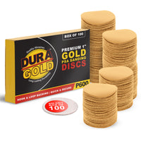 Premium - 600 Grit 1" Gold Hook & Loop Sanding Discs for DA Sanders - Box of 100 Sandpaper Finishing Discs for Automotive and Woodworking